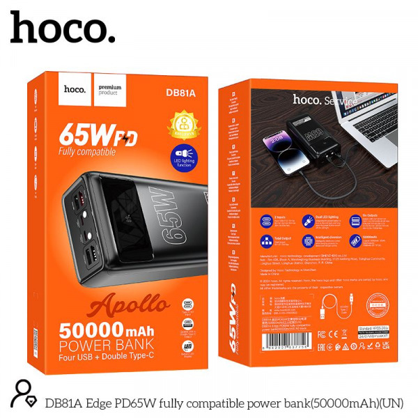 Повер банкHoco DB81A Apollo PD65W 50000mAh Black